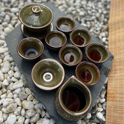 Marble Green Tea Set