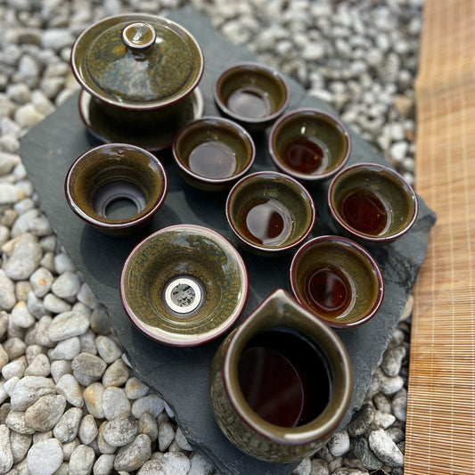 Marble Green Tea Set